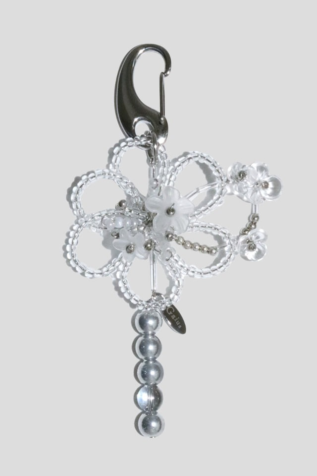blossoming flower keyring (silver)