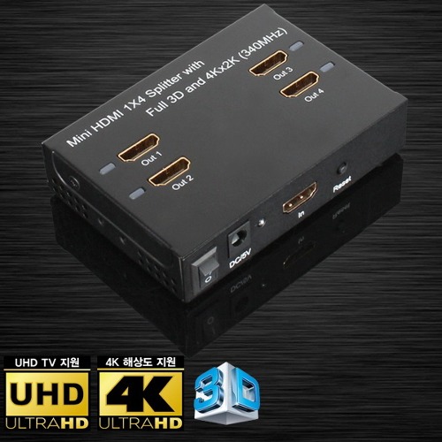 [IT리퍼비시/굿컨디션] 강원전자 NETmate 4K 지원 HDMI 1:4 분배기 (NM-HSP4)/동시분배/입력:HDMI/출력:HDMI/입력1개/출력4개/어댑터포함/즉시사용OK