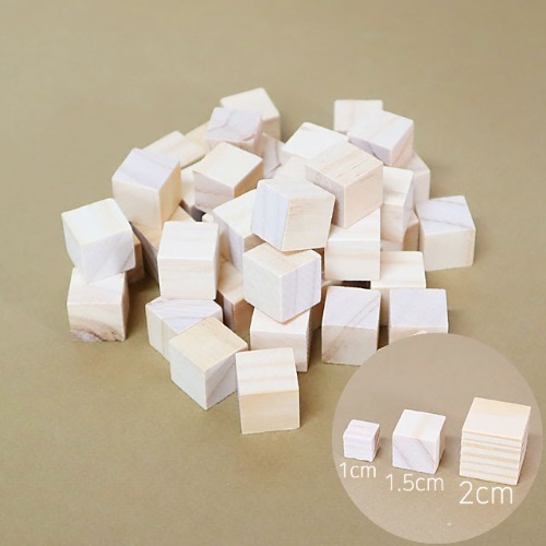 노리프렌즈 만들기재료 - 원목 정사각 나무조각 1.5cm 100개