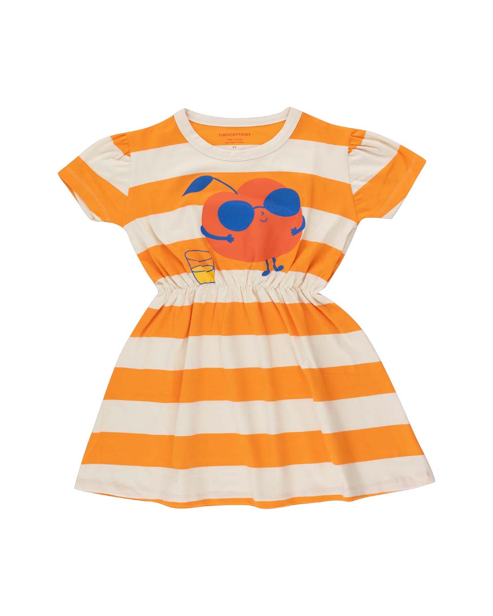 [TINY COTTONS] LEISURE STRIPES DRESS /light cream/marigold [12Y]