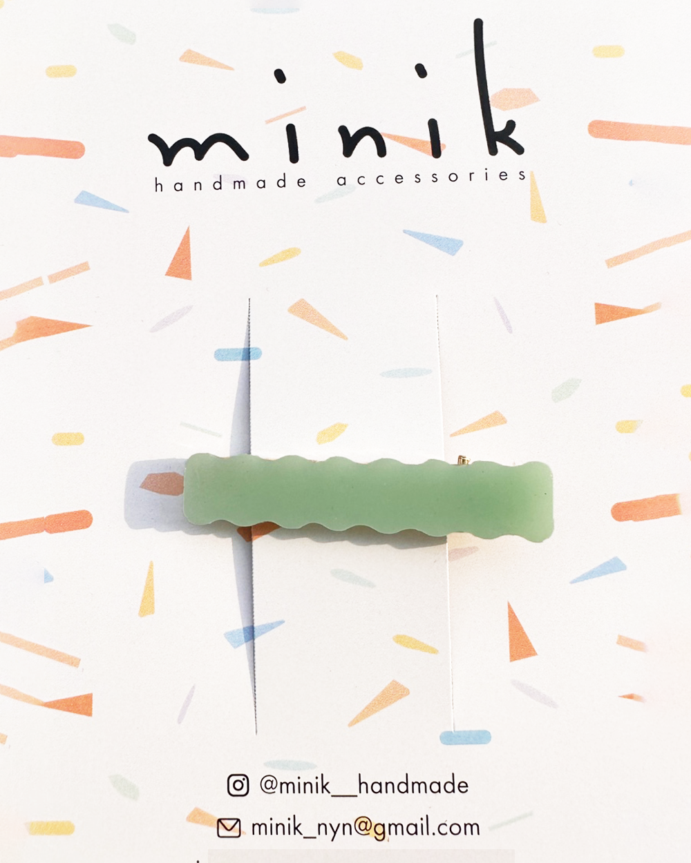 [MINIK] hair pin - thin wave / green