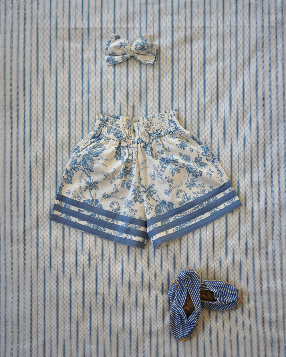 [BONJOUR] SET - SKIRT SHORT + HAIR CLIP [8Y, 10Y]