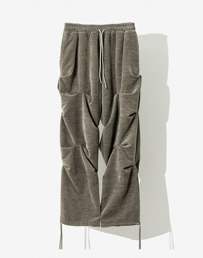 [CORD] CREASE VELVET PANTS _ Khaki Gray