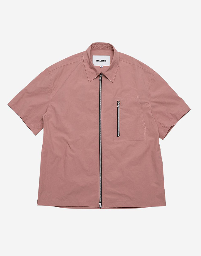 [HALEINE] carpenter detail Recycle nylon 1/2 shirts jacket _ PINK