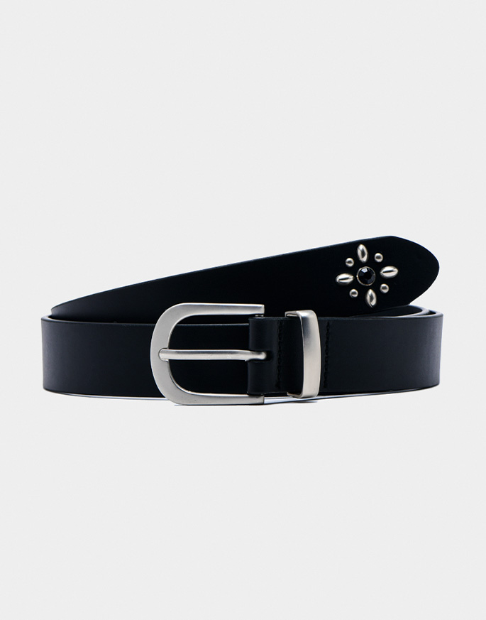 [CORD] RUKA SOILD STUD BELT _ BK