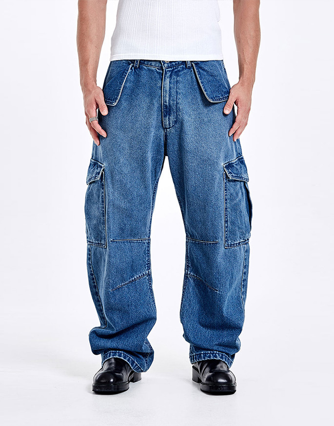 [51PERCENT ] Denim cargo pants  _ Blue