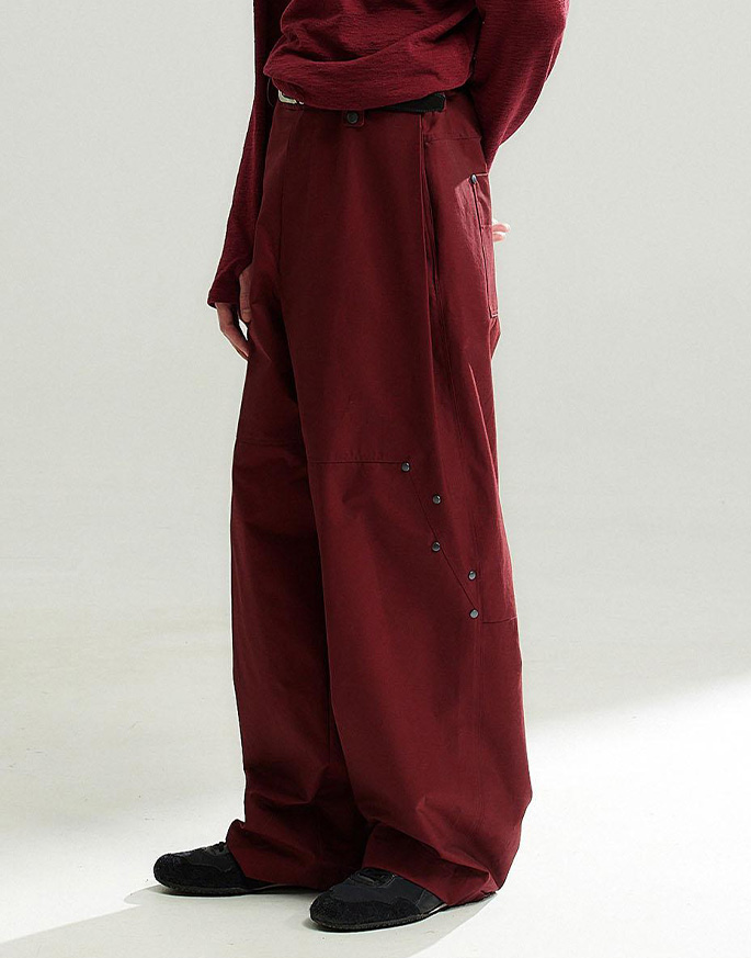 [HALEINE] STUD&amp;CARPENTER BAGGY PANTS _ BURGUNDY