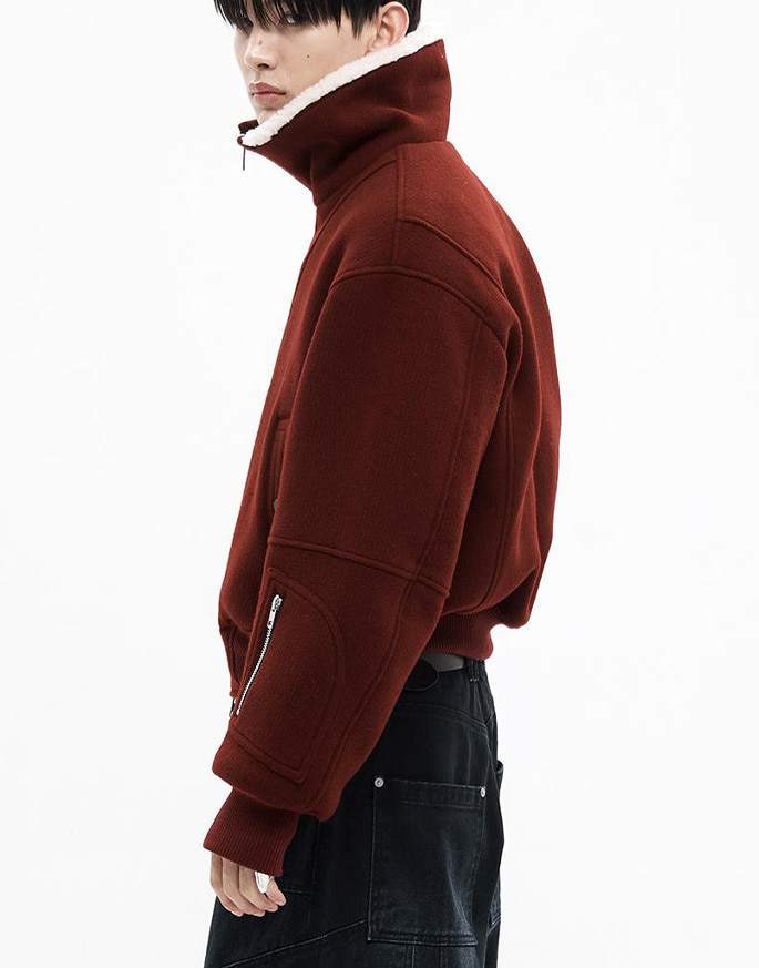 [HALEINE] SHEARING CROP BLOUSON _ BURGUNDY