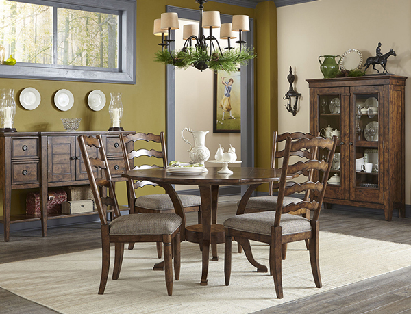 436-054 Southern Pines Collection Table Set4인 식탁 세트(라운드 테이블+사이드체어4ea)전시분판매