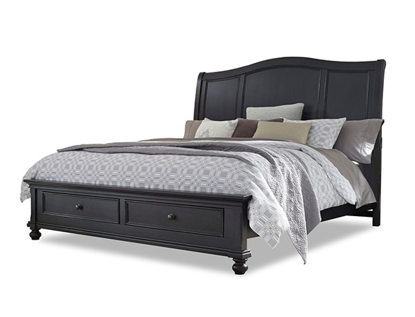 i07 Oxford Sleigh Storage Bed - Black