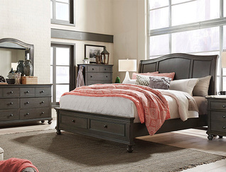 i07 Oxford Sleigh Storage Bedroom Set - Peppercorn침대+화장대+거울+협탁 세트E/K사이즈