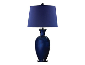 D2515 Navy Blue Glass Lamp &amp; Chrome Trim