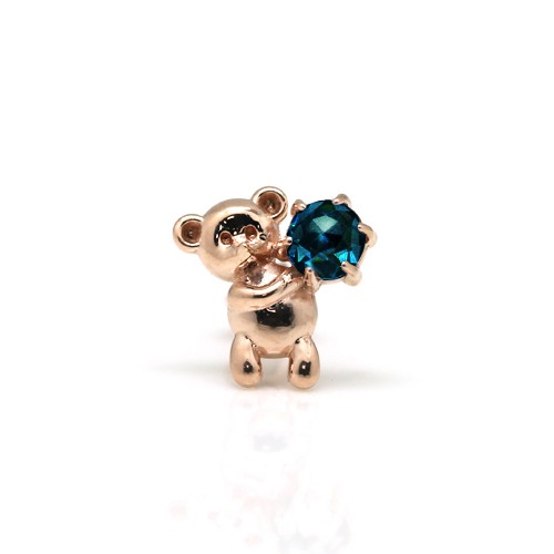 14k/18k 꿀단지 곰 라블렛 피어싱(러프다이아, 바두께1mm, 1.2mm)