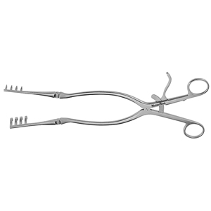 MH11-684 BECKMAN-ADSON Retractor (Thyroid), 12-1/2&quot;(31.8cm), hinged, sharp, 4x4 teeth, 3/4&quot;(1.9cm) x 1&quot;(2.5cm)