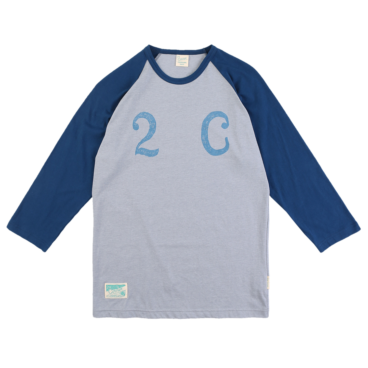 세컨드코너 2C 남성 7부 티셔츠 / 그래픽 티셔츠 / 봄-여름-가을 / 라운드넥 카프리 티셔츠 Princeton - Grey