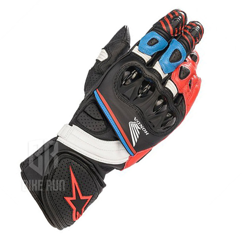 알파인스타 HONDA GP PLUS R V2 GLOVES (BLK B.RED BLU) 오토바이 가죽 레더 혼다 롱 보호 장갑