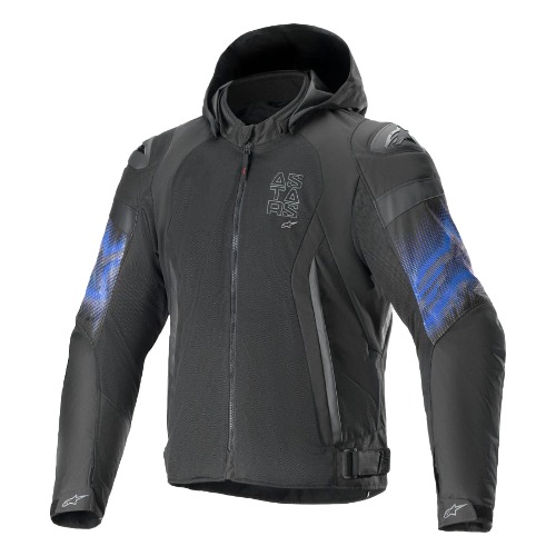 알파인스타 ALPINESTARS ZACA AIR VENOM WP JACKET (BLACK E.BLUE) 오토바이 스쿠터 에어 메쉬 베놈 방수 봄 여름 가을 후드 자켓