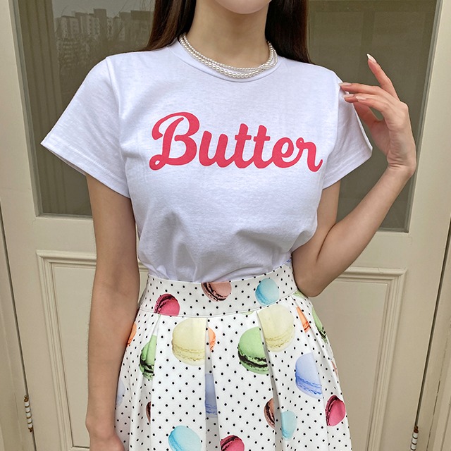 [인간 BARBIE GIRL 🎀 마지막 리오더] 버터 레터링 프린팅 반팔 티셔츠
