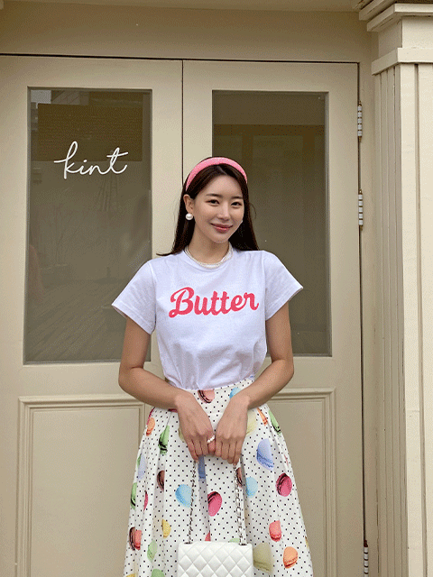 [인간 BARBIE GIRL 🎀 마지막 리오더] 버터 레터링 프린팅 반팔 티셔츠