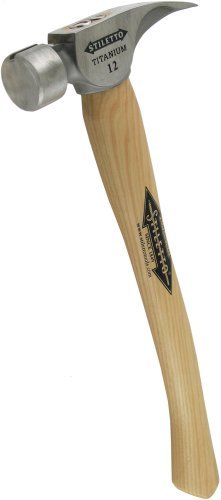 스틸레토 망치 해머 Ti12SC-16 Ti 12-Ounce 평면 Face Hammer with a Curved 16-Inch Hickory Handle  미국출고-542161