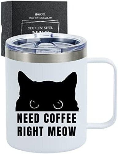 고양이 머그 미국  뚜껑과 손잡이 절연 스테인리스 커피 컵 -627540