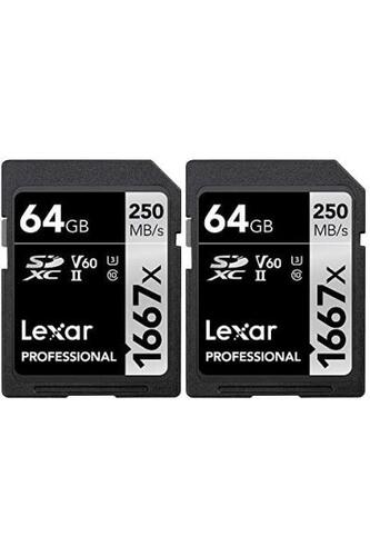 렉사 프로페셔널 64GB 1667xUHS-II SDXC 메모리 카드 (2팩) 미국-638064