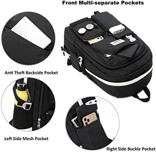 신학기 가방 미국 백팩 HIDDS 노트북 수납 15.6인치 도난 방지 여행 데이팩 대형 블랙-630292