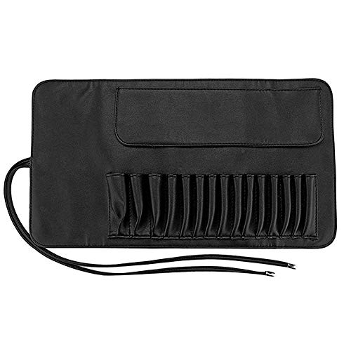 홀더백 화장품 메이크업 케이스 LERTREE 15 Slots Brushes Holder Bag Cosmetic Makeup Brushes Container Rolling Case BLACK  미국출고-560331