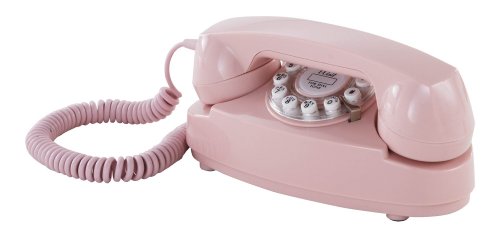 Crosley CR59-PI Princess 레트로 클래식 전화기 with Push Button Technology, Pink  미국출고-577778