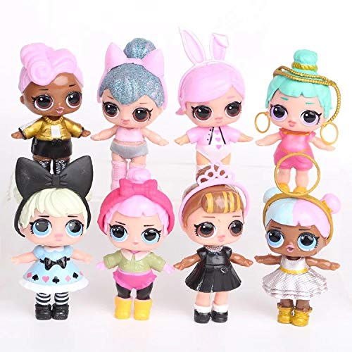 Dawei 8 poses Cute 엘오엘 서프라이즈 L.O.L. Surprised dolls cake toppers,L.O.L Figure Cupcake Toppers Picks for Kids Birthday Pa 미국출고-577472