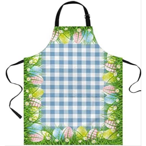 목수 앞치마 공구 요리 주방 미용실 포켓이 있는 여성용 프토푸칸 격자무늬 이스터 에그 컬러풀 그린-632577