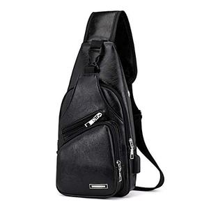 USB Charging Anti-theft Chest Bag Casual Retro Pu 숄더백 Mens Outdoor Riding Sports Messenger Bag  미국출고-560357