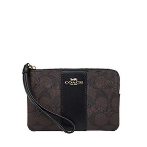 여자코치가방 백 Coach F58035 Corner Zip Wristlet in Signature Coated Canvas Brown Black  미국출고-560244