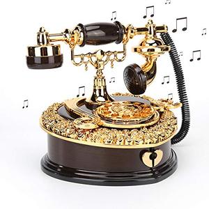 NIUASH Music Box,2 in 1 dial 레트로 클래식 전화기 Mechanical Music Box,White Trinket Storage Box,Home Decoration,레트로 클래식 전화기  미국출 미국출고-577751