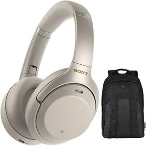 소니 Sony WH-1000XM3 무선 노이즈 캔슬링 오버 이어 헤드폰 (실버) 및 보너스 Swiss Gear Wenger 16 인치 노트북 백팩 여행 번들 (2 품목) 미국출고-577718