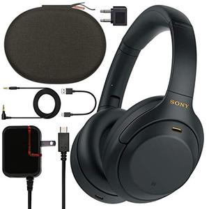 소니 Sony WH-1000XM4 무선 노이즈 캔슬링 오버 이어 헤드폰 (블랙 WH1000XM4 , B) 번들 + 벽면 충전기 (USB Type-C 케이블 포함) 미국출고-577676