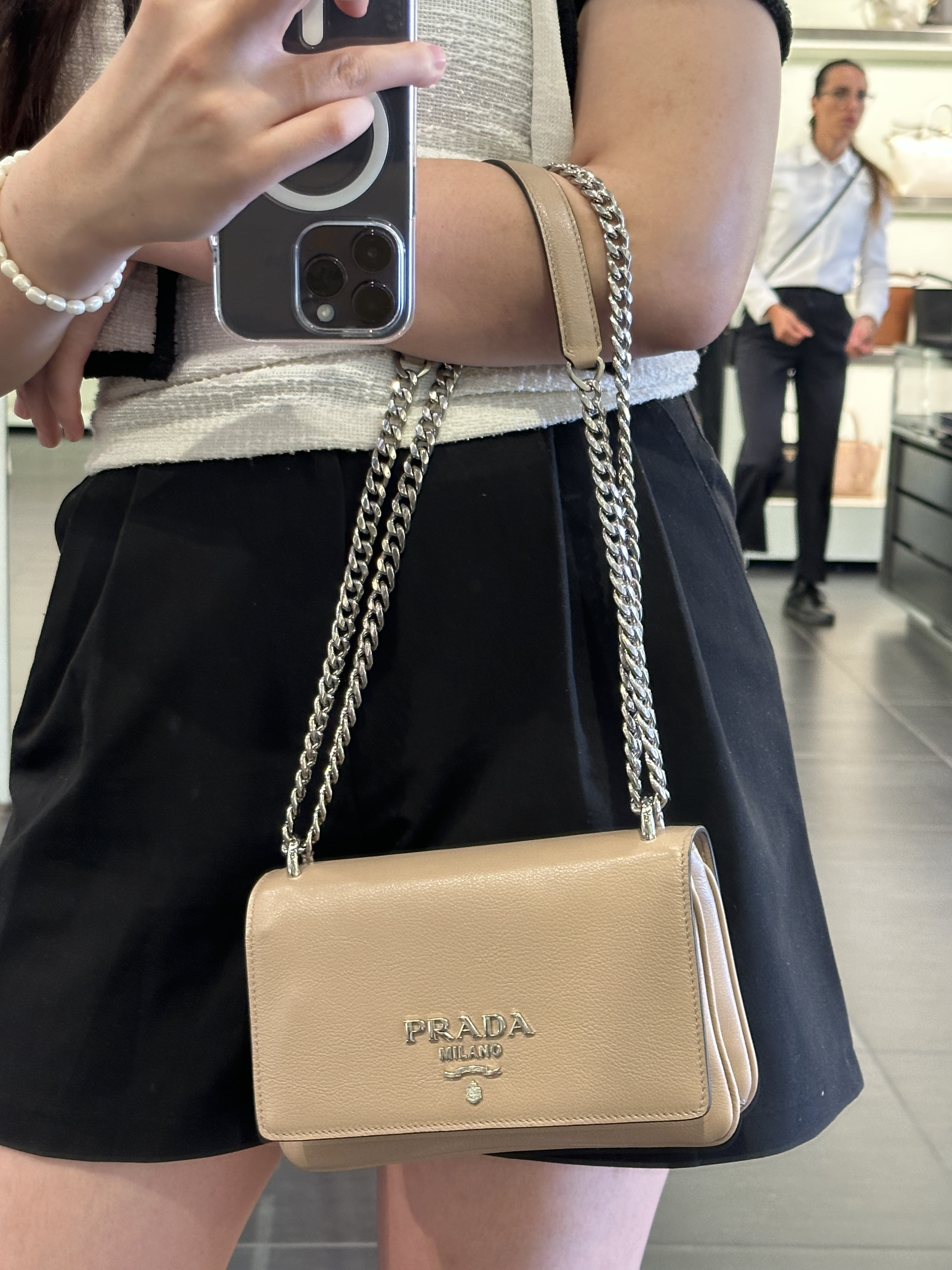 PRADA セール★ 1BD144 PRADA☆セール! ダブルポケットチェーンショルダーバック 1BD144