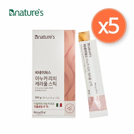 비네이쳐스 아누카 리치 케라풀 스틱 20g x 15파우치 [5통] - 아누카사과 추출분말, 젤리스틱