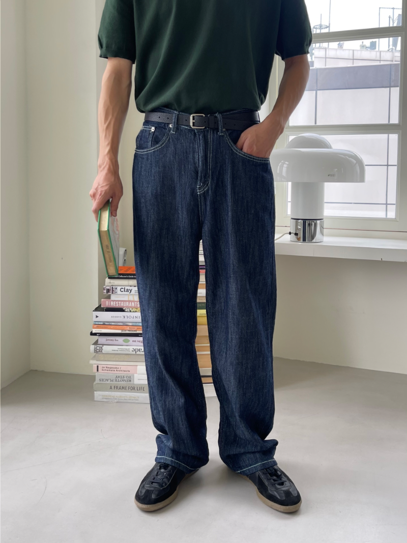 [Linen/deep blue ver.] Use linen denim pants (1color)