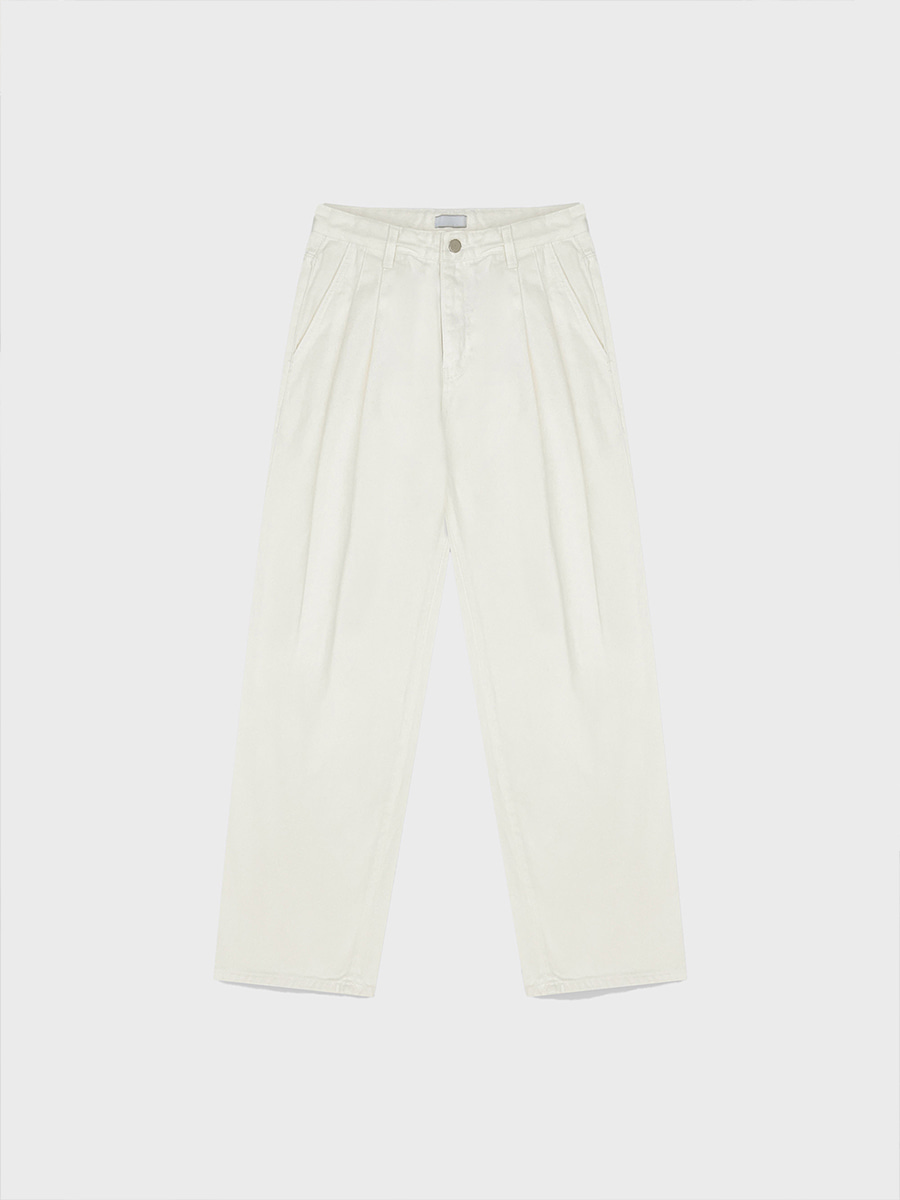 Colle two tuck wide white denim (1color)