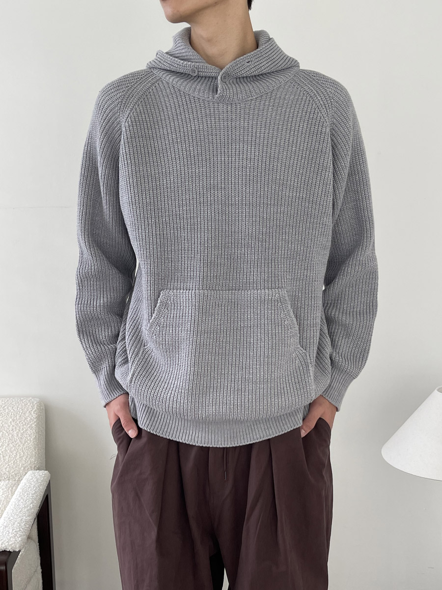 Rung knit button hoody (4color)
