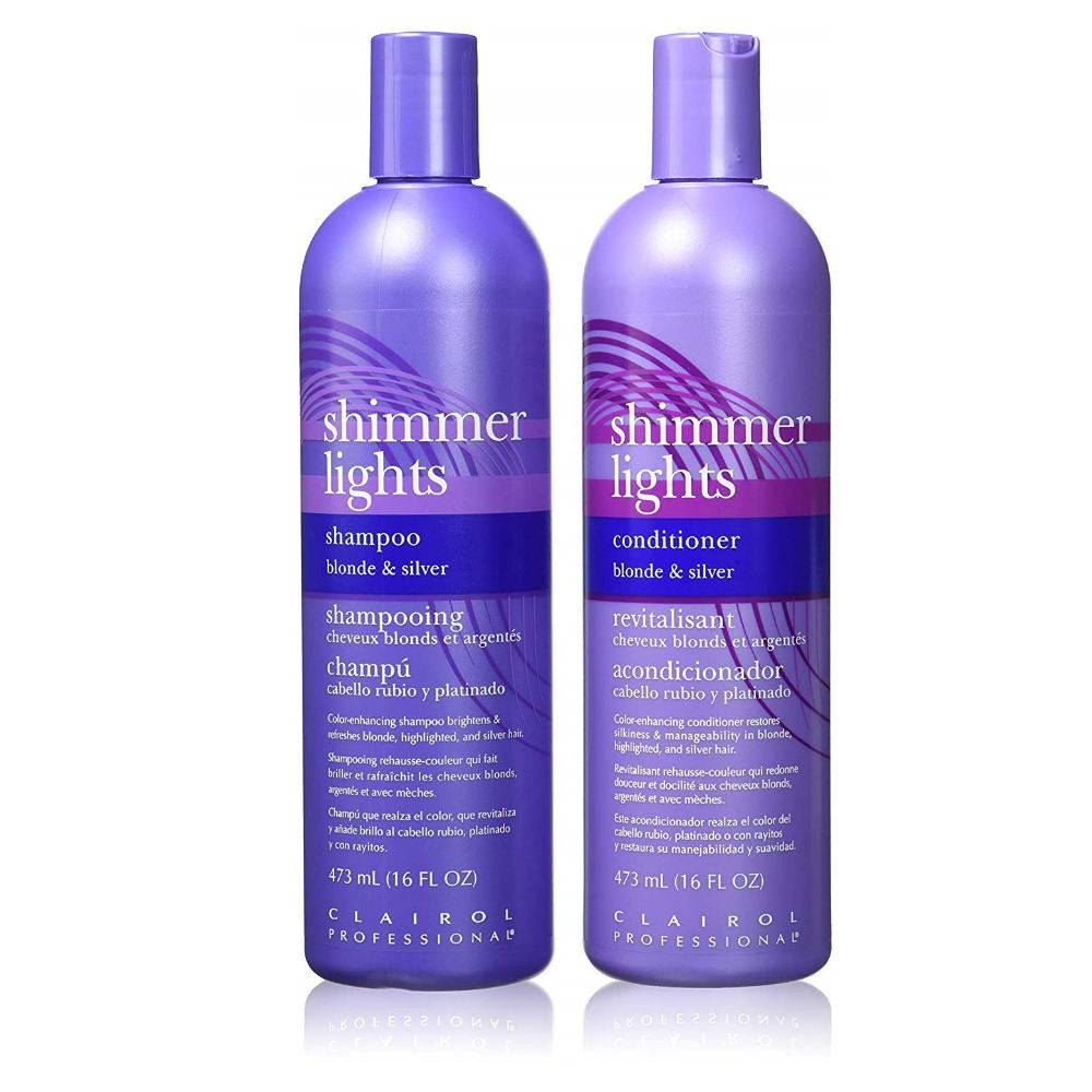 CLAIROL Shimmer Lights Shampoo and Conditioner 16oz for Gray, White, Highlighted and Light Blonde Tinted HairClairol