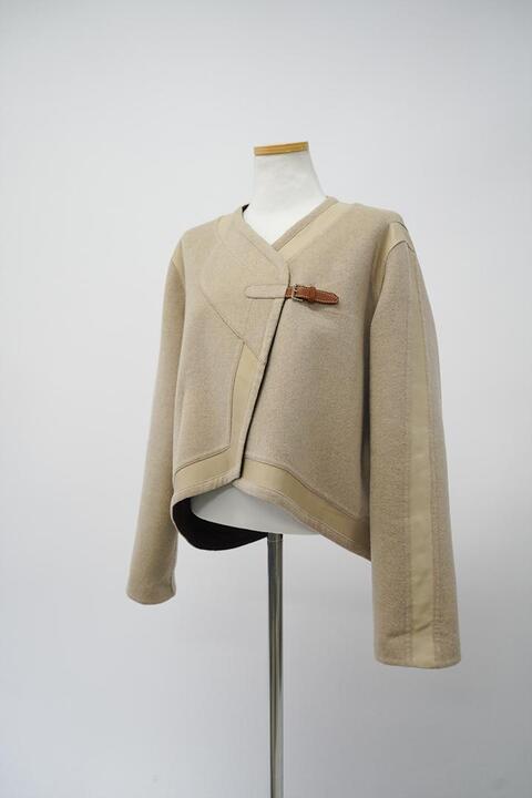 HERMES PARIS made in france - cashmere &amp; leather jacket