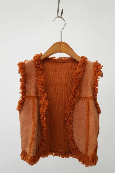 vintage women&#039;s leather &amp; knit vest