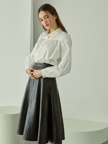 Flare Leather Long Skirt