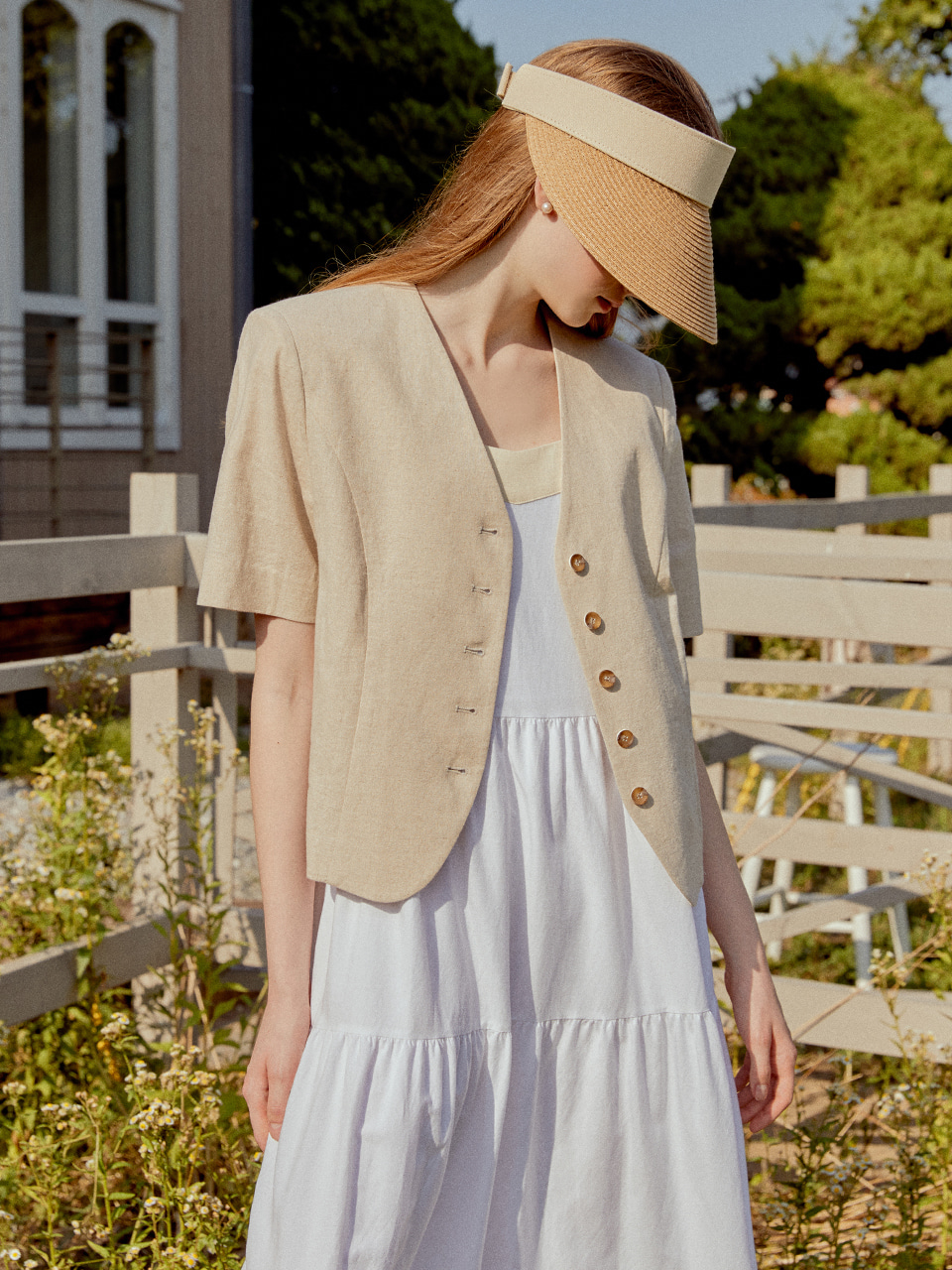 Half-sleeve linen Jacket (beige)