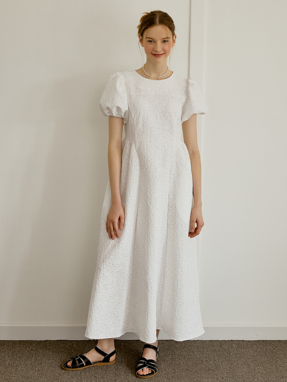 Daisy puff lace dress (white)