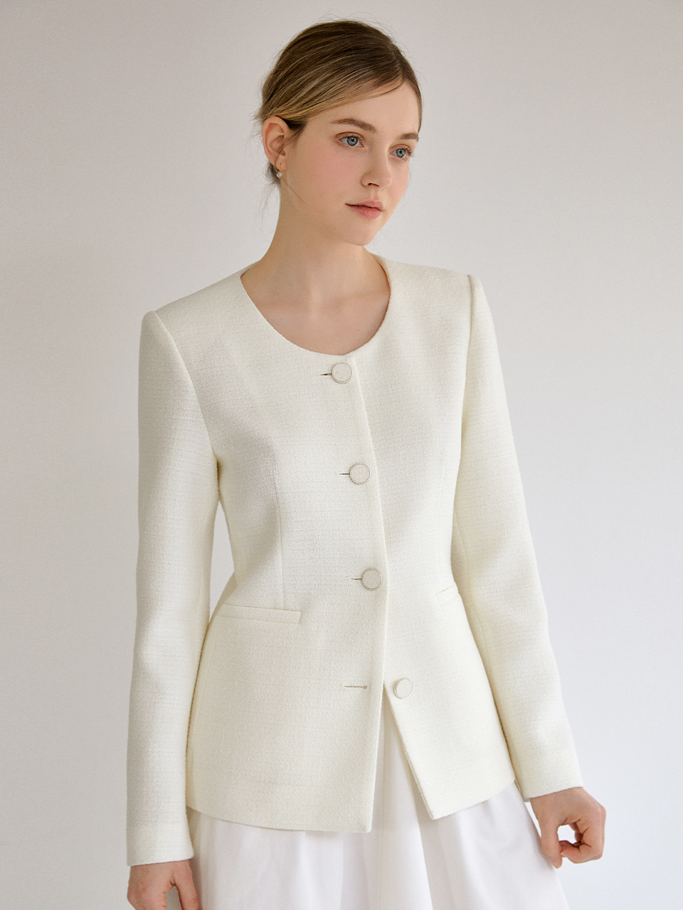 Simply tweed jacket (ivory)