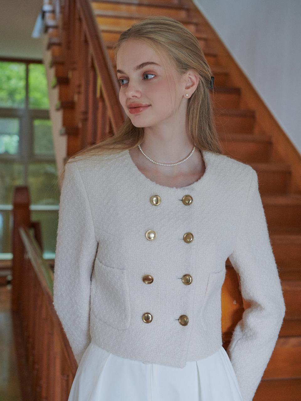 Urbane wool tweed jacket (cream)