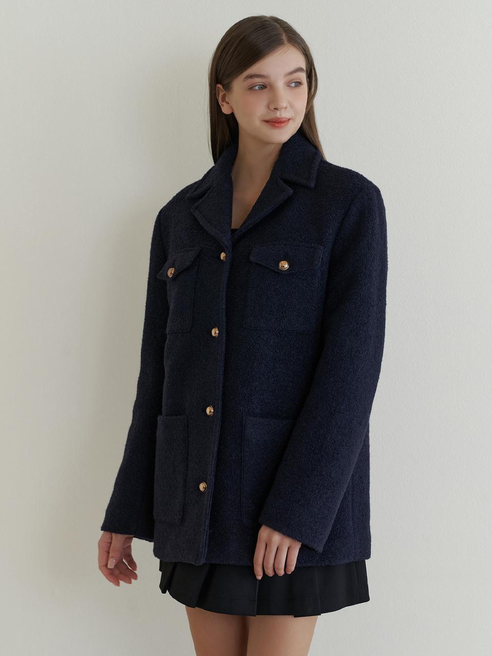 Out pocket wool jacket (navy)